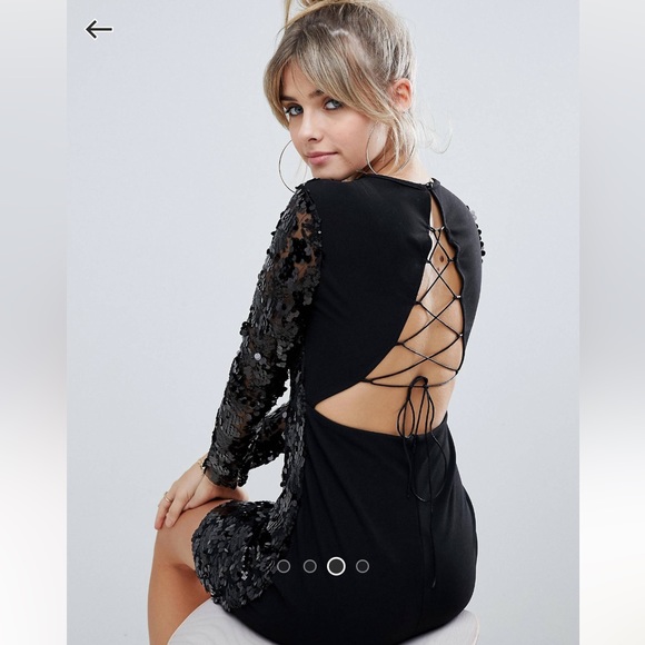 BOOHOO Black Sequin Mini Dress - Picture 3 of 6